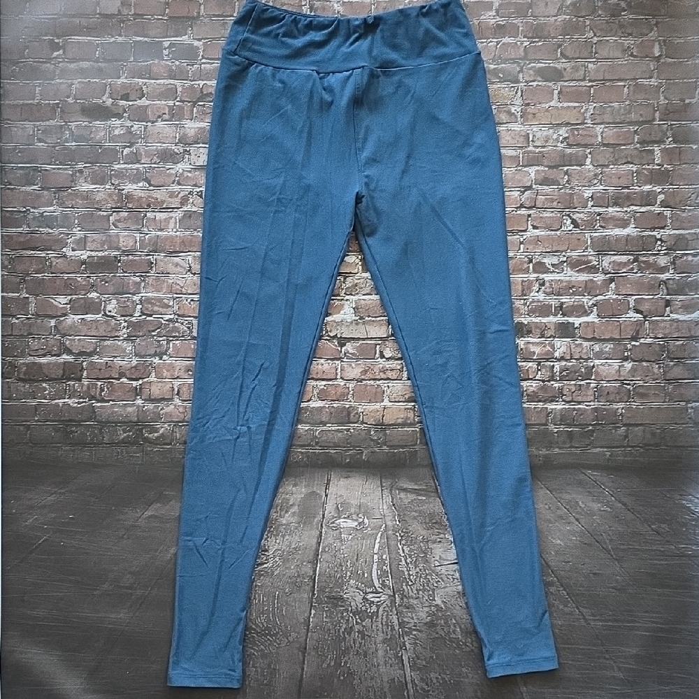 OS - LuLaRoe Womens Blue Solid Leggings